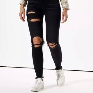 Super Hi-rise Cropped American Eagle Ripped Jeans